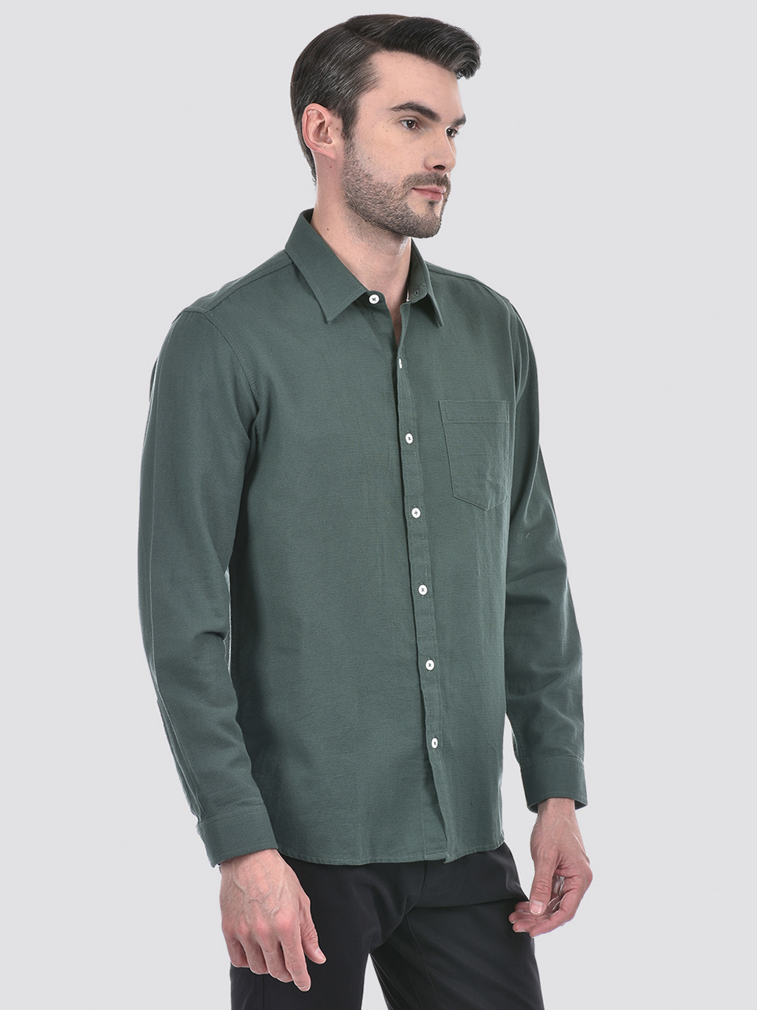Numero Uno Men Solid Green Slim Fit Shirt